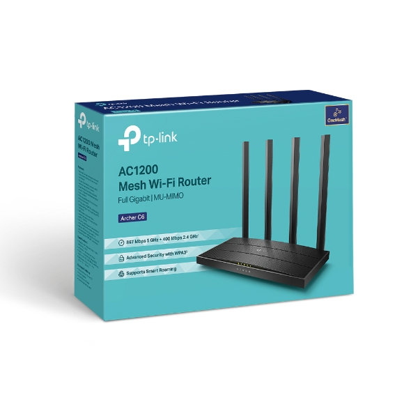 TP-Link Archer C6 AC1200 Dual Band MU-MIMO Gigabit Router